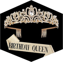 Cargar imagen en el visor de la galería, Corona dorada para mujer, tiaras de princesa de crista