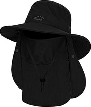 Cargar imagen en el visor de la galería, Sombreros de pesca para hombre, sombrero de sol 3 en 1 con solapa extraíble para el cuello y cubierta facial, protección solar UV, sombrero de pesca de ala ancha