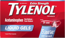 Cargar imagen en el visor de la galería, Tylenol Gel líquidos de acetaminofeno extra fuertes, 500 mg 75 unidades