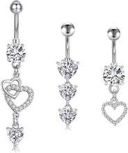 Cargar imagen en el visor de la galería, JFORYOU Anillo de Ombligo Clicker Corazón Flotante de Ópalo Piercing