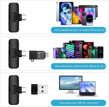 Cargar imagen en el visor de la galería, Micrófono inalámbrico para iPhone 15 16, iPad, Android