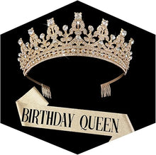 Cargar imagen en el visor de la galería, Corona dorada para mujer, tiaras de princesa de crista
