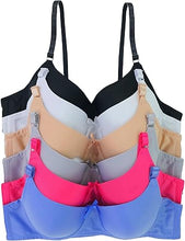 Cargar imagen en el visor de la galerĂa, ToBeInStyle Paquete de 6 brasieres acolchados de apoyo para mujer, tallas de la A a la DDD