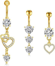 Cargar imagen en el visor de la galería, JFORYOU Anillo de Ombligo Clicker Corazón Flotante de Ópalo Piercing