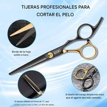 Cargar imagen en el visor de la galería, Kit de tijeras para cortar el cabello, juego de 15 tijeras profesionales de peluquería