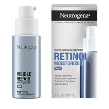 Cargar imagen en el visor de la galería, Neutrogena - Crema hidratante de noche antiarrugas Rapid Wrinkle Repair Retinol, crema hidratante antiarrugas para cara y cuello con ácido hialurónico y retinol, sin parabenos, 1 onza líquida