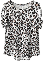 Cargar imagen en el visor de la galería, Adreamly Blusa con mangas entrecruzadas para mujer Print_leopard Print NDP3