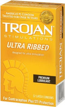 Cargar imagen en el visor de la galería, Trojan Condones Estimulantes lubricados ultra acanalados 12 unidades