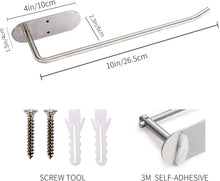 Cargar imagen en el visor de la galería, Soporte para toallas de papel de cocina con autoadhesivo y tornillos de 10.0 in, rollos de acero inoxidable #149