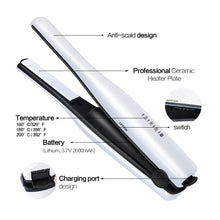 Cargar imagen en el visor de la galería, Mini plancha de pelo inalámbrico de cerámica de 1/2 pulgada de hierro plano de viaje USB portátil NDP-31