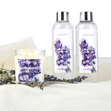 Cargar imagen en el visor de la galería, Canasta 8 piezas Set de regalo para spa de baño Lavanda y aroma a miel, incluye baño de burbujas NDP-14