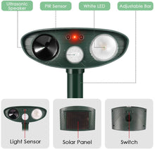 Cargar imagen en el visor de la galería, Repelente ultrasónico para animales con sensor de movimiento y luces intermitentes NDP15