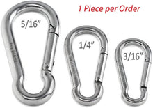 Cargar imagen en el visor de la galería, RamPro 1Pc Spring Snap Hook Mosquetón Llavero con clip de acero inoxidable - 3/16 a 5/16 pulgadas, Grado 316 SSNDP-28