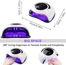 Cargar imagen en el visor de la galería, Lámpara de uñas LED UV, 120W más rápido para esmalte de gel, 4 ajustes de temporizador, NDP-26