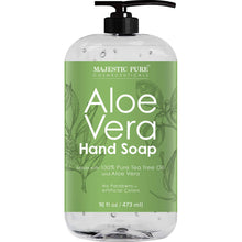 Cargar imagen en el visor de la galería, Jabón de manos líquido puro de aloe vera - con árbol de té terapéutico, aceites de menta verde, 16 fl oz