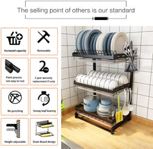 Cargar imagen en el visor de la galería, X-cosrack Escurridor de platos de acero inoxidable con escurridor para utensilios de drenaje para platos Tazones Tazas para encimera de cocina NDP 152