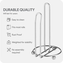 Cargar imagen en el visor de la galería, Paper Towel Holder Countertop (Chrome) One-Handed Tear Paper Towel Holder - Durable Metal Paper Towel Dispenser - Paper #144