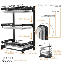 Cargar imagen en el visor de la galería, X-cosrack Escurridor de platos de acero inoxidable con escurridor para utensilios de drenaje para platos Tazones Tazas para encimera de cocina NDP 152