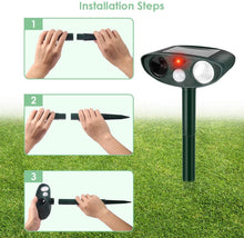 Cargar imagen en el visor de la galería, Repelente ultrasónico para animales con sensor de movimiento y luces intermitentes NDP15