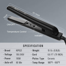 Cargar imagen en el visor de la galería, Plancha de pelo Pro Flat Iron con placas de cerámica y temperatura ajustable 1 pulgada NDP-16