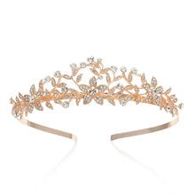 Cargar imagen en el visor de la galería, Tiara de boda para novia, diadema de princesa de cristal Color: oro rosa NDP-104