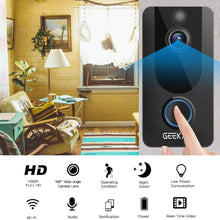 Cargar imagen en el visor de la galería, Timbre de vídeo inteligente inalámbrico con almacenamiento en la nube gratuito, vídeo HD 1080p NDP 61