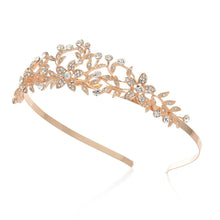 Cargar imagen en el visor de la galería, Tiara de boda para novia, diadema de princesa de cristal Color: oro rosa NDP-104