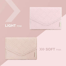 Cargar imagen en el visor de la galería, Organizador de joyas plegable de viaje para anillos, collares, pulseras, aretes, Poliéster Algodón, Rosado claro NDP-17