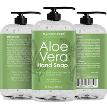 Cargar imagen en el visor de la galería, Jabón de manos líquido puro de aloe vera - con árbol de té terapéutico, aceites de menta verde, 16 fl oz