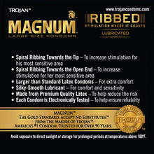 Cargar imagen en el visor de la galería, Condones lubricados acanalados Trojan Magnum (12 unidad) NDP-29