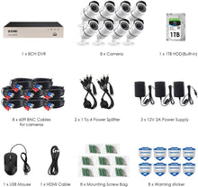 Cargar imagen en el visor de la galería, ZOSI - Sistema de cámara de vigilancia 1080p para exteriores con disco duro de 1 TB 8 Camaras NDP15