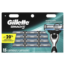 Cargar imagen en el visor de la galería, Gillette Mach3 - Repuestos de cuchillas de afeitar para hombres, 15 unidades NDP-41