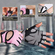Cargar imagen en el visor de la galería, Guantes de entrenamiento para mujeres y hombres, guantes de levantamiento de peso para fitness, ejercicio, escalada, Rosado NDP-30