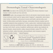 Cargar imagen en el visor de la galería, Crema de noche de hidratación intensa Burt's Bees, 1.8 onzas