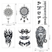 Cargar imagen en el visor de la galería, tatuaje temporal adicional Tatuaje cuerpo negro pegatinas para hombre y mujer (18 láminas) NDP-13