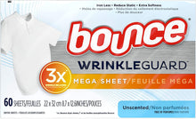 Cargar imagen en el visor de la galería, Suavizante de tela y hojas de liberación de arrugas, Sin fragancia (60Hojas) NDP 91