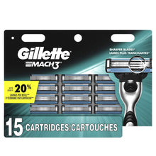 Cargar imagen en el visor de la galería, Gillette Mach3 - Repuestos de cuchillas de afeitar para hombres, 15 unidades NDP-41