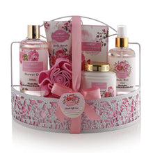 Cargar imagen en el visor de la galería, Canasta de regalo para spa - Aroma de hojas de rosas silvestres y frambuesa - Lujo 7 piezas NDP-15