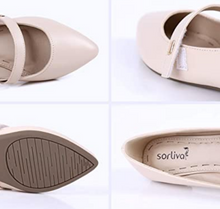 Cargar imagen en el visor de la galería, Zapatos de punta puntiaguda para mujer cómodos beige NDP 23