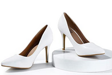 Cargar imagen en el visor de la galería, Trary Tacón alto con punta puntiaguda para mujer blancos NDP 3