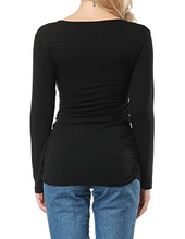 Cargar imagen en el visor de la galería, Allegrace Camiseta de manga larga con pliegues en la parte delantera NDP48