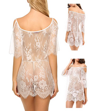 Cargar imagen en el visor de la galería, Avidlove - Mini babydoll de encaje químico Blanco NDP60