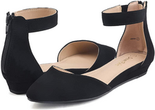 Cargar imagen en el visor de la galería, Pairs Amiga - Zapatos planos de cuña bajos para mujer negros NDP 18