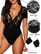 Cargar imagen en el visor de la galería, Gladiolus - Body de encaje Negro NDP-69