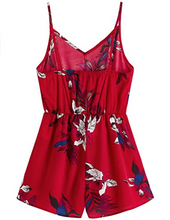 Cargar imagen en el visor de la galería, SheIn - Mameluco para mujer con cuello en V con estampado tropical y cintura elástica NDP16