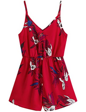 Cargar imagen en el visor de la galería, SheIn - Mameluco para mujer con cuello en V con estampado tropical y cintura elástica NDP16