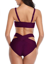 Cargar imagen en el visor de la galería, Wavely Bikini Set de dos piezas de cintura alta con nudo de corbata