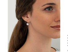 Cargar imagen en el visor de la galería, Aretes colgantes de oro amarillo macizo de 14 quilates, circonita blanca transparente de 8 mm NDP14