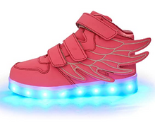 Cargar imagen en el visor de la galería, Tenis con diseño de alas y luces LED de 7 colores intermitentes recargables para niños NDP6