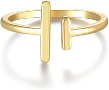 Cargar imagen en el visor de la galería, Anillo de barra paralela abierto de oro de 14 quilates NDP21